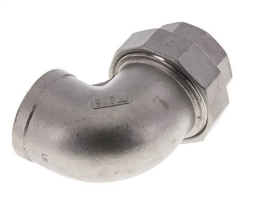 90° L-Koppeling Wartelmoer Rp1 1/2'' Binnendraad RVS Vlakke Afdichting PTFE 16bar