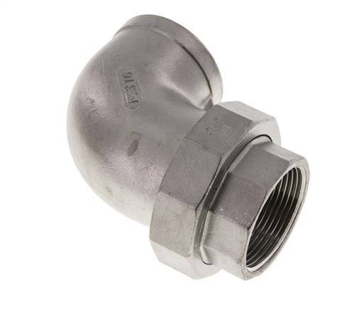 90° L-Koppeling Wartelmoer Rp1 1/2'' Binnendraad RVS Vlakke Afdichting PTFE 16bar