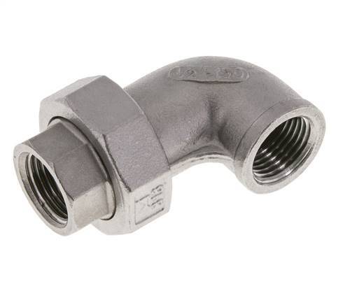 90° L-Koppeling Wartelmoer Rp1/2'' Binnendraad RVS Vlakke Afdichting PTFE 16bar