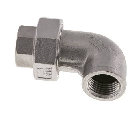 90° L-Koppeling Wartelmoer Rp1/2'' Binnendraad RVS Vlakke Afdichting PTFE 16bar