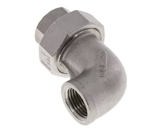 90° L-Koppeling Wartelmoer Rp1/2'' Binnendraad RVS Vlakke Afdichting PTFE 16bar