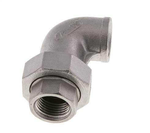 90° L-Koppeling Wartelmoer Rp1/2'' Binnendraad RVS Vlakke Afdichting PTFE 16bar