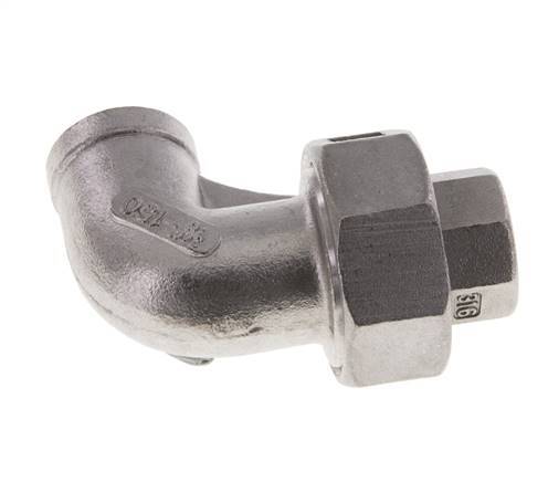 90° L-Koppeling Wartelmoer Rp3/8'' Binnendraad RVS Platte Afdichting PTFE 16bar