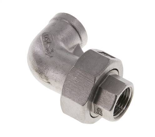 90° L-Koppeling Wartelmoer Rp3/8'' Binnendraad RVS Platte Afdichting PTFE 16bar