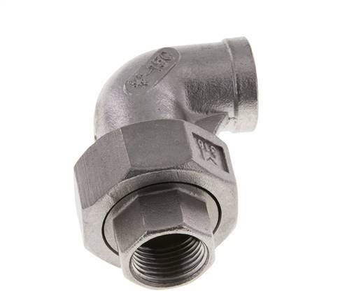 90° L-Koppeling Wartelmoer Rp3/8'' Binnendraad RVS Platte Afdichting PTFE 16bar