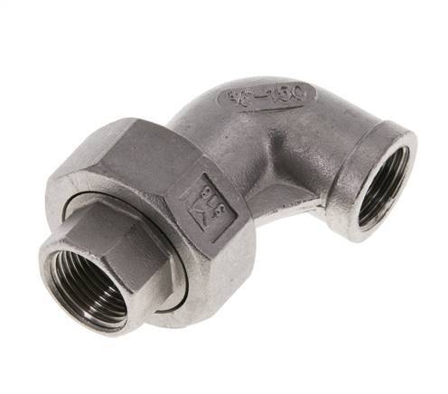 90° L-Koppeling Wartelmoer Rp3/8'' Binnendraad RVS Platte Afdichting PTFE 16bar
