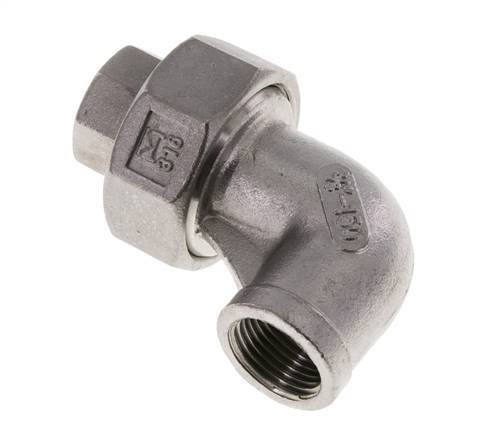 90° L-Koppeling Wartelmoer Rp3/8'' Binnendraad RVS Platte Afdichting PTFE 16bar