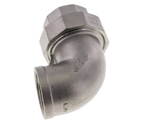 90° L-Koppeling Wartelmoer Rp1 1/4'' Binnendraad RVS Vlakke Afdichting PTFE 16bar