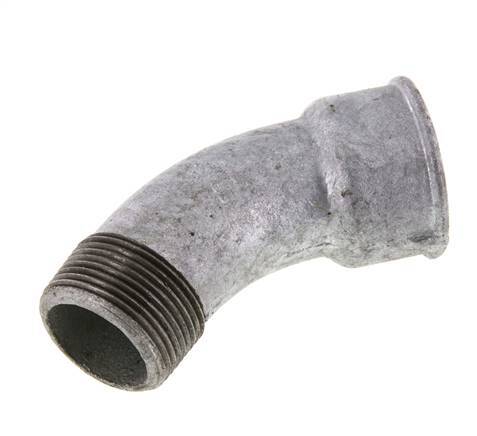 45° L-Koppeling R1 1/4'' Buitendraad X Rp1 1/4'' Binnendraad Gietijzer 25bar