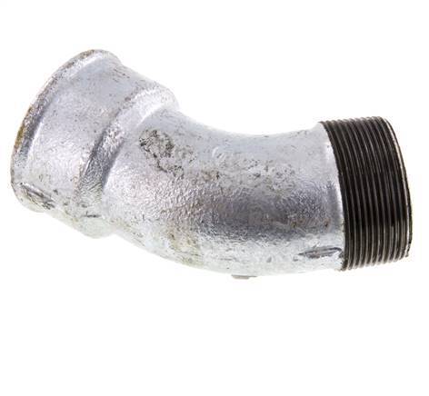 45° L-Koppeling R2'' Buitendraad X Rp2'' Binnendraad Gietijzer 25bar