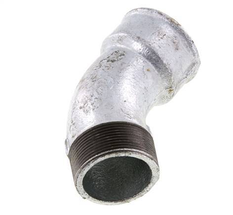 45° L-Koppeling R2'' Buitendraad X Rp2'' Binnendraad Gietijzer 25bar