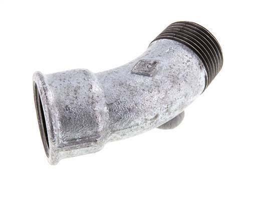L-Koppeling 45° R1'' Buitendraad X Rp1'' Binnendraad Gietijzer 25bar