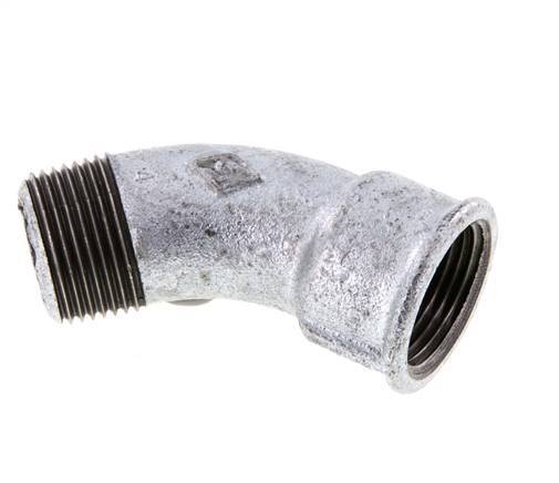 L-Koppeling 45° R1'' Buitendraad X Rp1'' Binnendraad Gietijzer 25bar