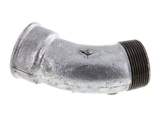 L-Koppeling 45° R1 1/2'' Buitendraad X Rp1 1/2'' Binnendraad Gietijzer 25bar