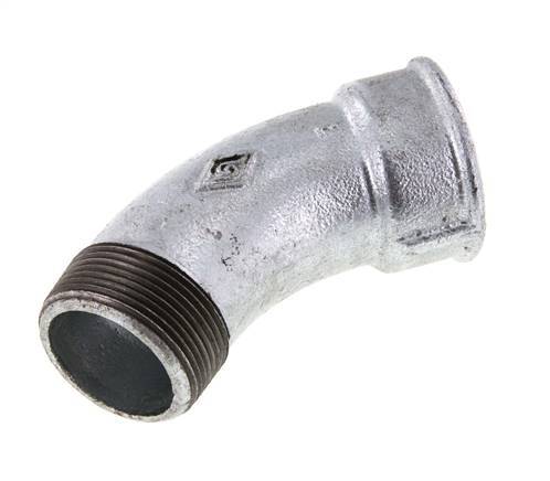 L-Koppeling 45° R1 1/2'' Buitendraad X Rp1 1/2'' Binnendraad Gietijzer 25bar