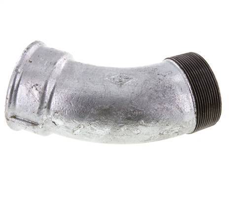 L-Koppeling 45° R2 1/2" Buitendraad X Rp2 1/2" Binnendraad Gietijzer 25bar