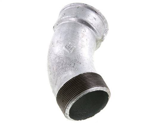 L-Koppeling 45° R2 1/2" Buitendraad X Rp2 1/2" Binnendraad Gietijzer 25bar