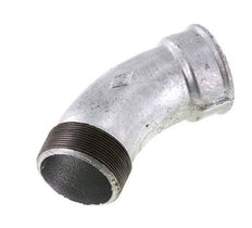 L-Koppeling 45° R2 1/2" Buitendraad X Rp2 1/2" Binnendraad Gietijzer 25bar