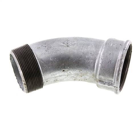 L-Koppeling 45° R2 1/2" Buitendraad X Rp2 1/2" Binnendraad Gietijzer 25bar