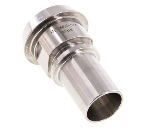 Din 11851 Melkkoppeling 44mm Laspuntstuk 1" (25mm) Slangpilaar RVS Veiligheidskraag