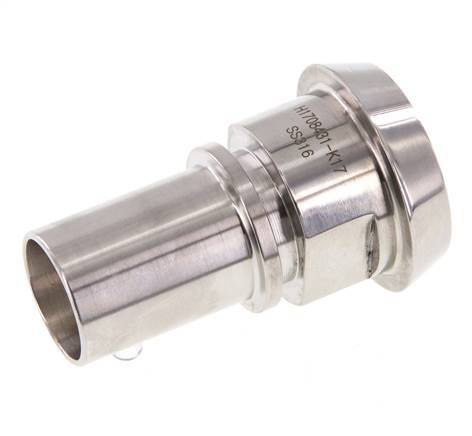 Din 11851 Melkkoppeling 44mm Laspuntstuk 1" (25mm) Slangpilaar RVS Veiligheidskraag