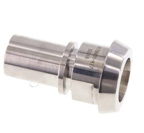 Din 11851 Melkkoppeling 44mm Laspuntstuk 1" (25mm) Slangpilaar RVS Veiligheidskraag