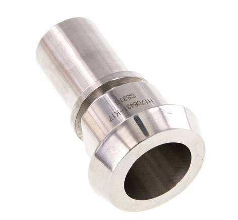 Din 11851 Melkkoppeling 44mm Laspuntstuk 1" (25mm) Slangpilaar RVS Veiligheidskraag