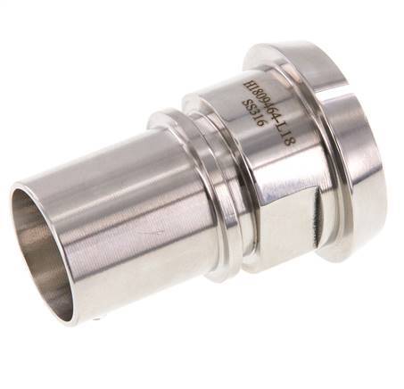 Din 11851 Melkkoppeling 50mm Laspuntstuk 1 1/4" (32mm) Slangpilaar Roestvrij Stalen Veiligheidskraag