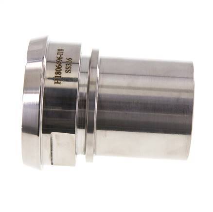 Din 11851 Melkkoppeling 86mm Laspuntstuk 2 1/2" (63mm) Slangpilaar RVS Veiligheidskraag