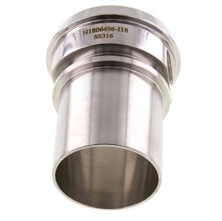 Din 11851 Melkkoppeling 86mm Laspuntstuk 2 1/2" (63mm) Slangpilaar RVS Veiligheidskraag