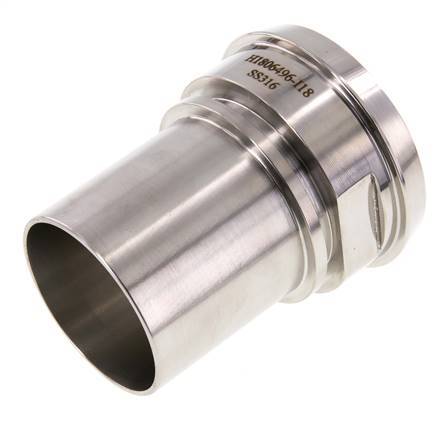 Din 11851 Melkkoppeling 86mm Laspuntstuk 2 1/2" (63mm) Slangpilaar RVS Veiligheidskraag