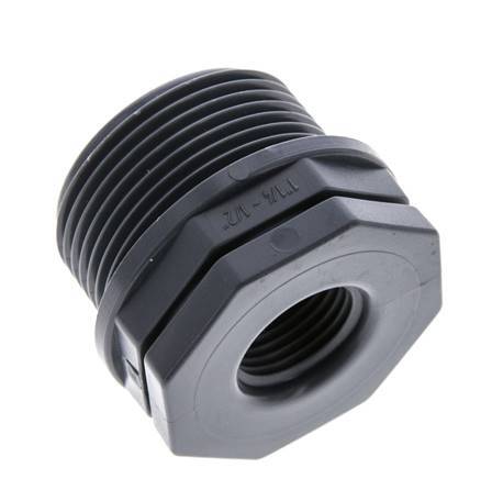 Verloopring G1/2'' Binnendraad X G1 1/4'' Buitendraad Polypropyleen (PP) 10bar FDA 46mm Zeskant