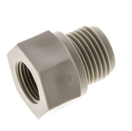Verloopring G3/8'' Binnendraad X G1/2'' Buitendraad Polypropyleen (PP) 10bar FDA 27mm Zeskant