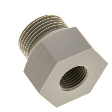 Verloopring G1/2'' Binnendraad X G1'' Buitendraad Polypropyleen (PP) 10bar FDA 43mm Hex