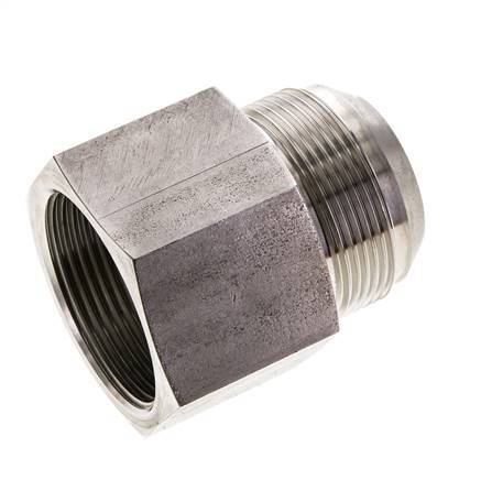 JIC Verloopnippel G1 1/2''-Binnendraad X UN 1-7/8''-12 Buitendraad RVS 105bar