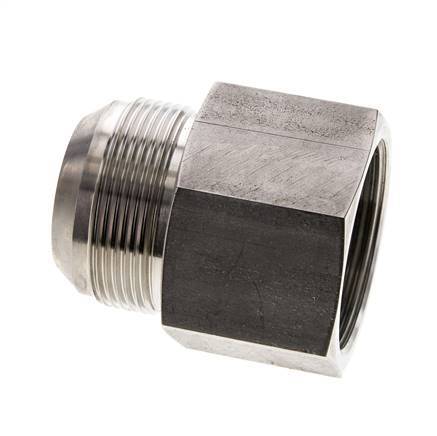 JIC Verloopnippel G1 1/2''-Binnendraad X UN 1-7/8''-12 Buitendraad RVS 105bar