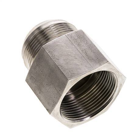 JIC Verloopnippel G1 1/2''-Binnendraad X UN 1-7/8''-12 Buitendraad RVS 105bar