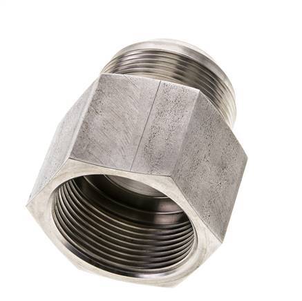 JIC Verloopnippel G1 1/2''-Binnendraad X UN 1-7/8''-12 Buitendraad RVS 105bar