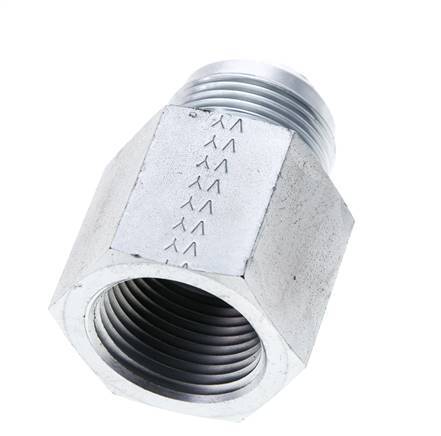 JIC Verloopnippel UN 1-5/16''-12 Buitendraad X 1'' NPT Binnendraad Staal 140bar