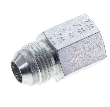 JIC Verloopnippel UNF 3/4''-16 Buitendraad X 3/8'' NPT Binnendraad Staal 210bar