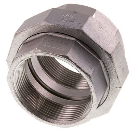 Rechte Koppeling Rp2'' Binnendraad RVS Vlakke Afdichting PTFE 16bar
