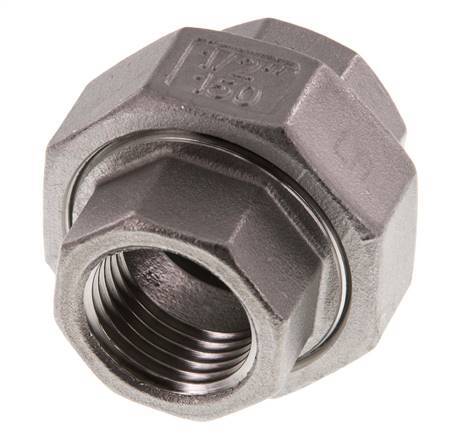Rechte Koppeling Rp1/2'' Binnendraad RVS Vlakke Afdichting PTFE 16bar