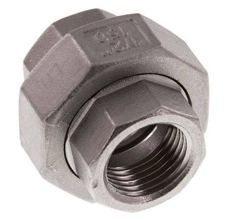 Rechte Koppeling Rp1/2'' Binnendraad RVS Vlakke Afdichting PTFE 16bar