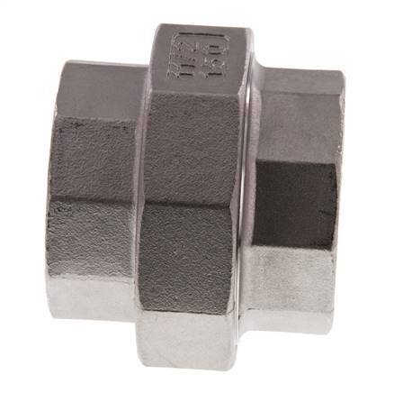 Rechte Aansluiting Rp1 1/2'' Binnendraad RVS met Vlakke Afdichting PTFE 16bar