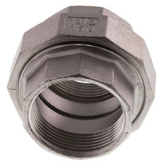 Rechte Aansluiting Rp1 1/2'' Binnendraad RVS met Vlakke Afdichting PTFE 16bar