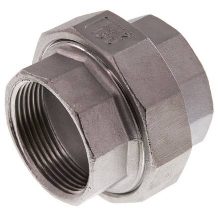 Rechte Aansluiting Rp1 1/2'' Binnendraad RVS met Vlakke Afdichting PTFE 16bar