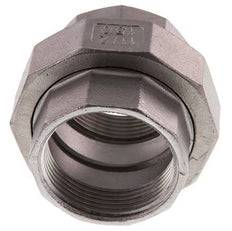 Rechte Aansluiting Rp1 1/2'' Binnendraad RVS met Vlakke Afdichting PTFE 16bar