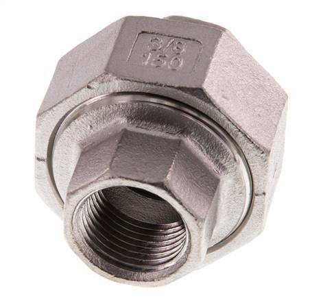Rechte Koppeling Rp3/8 '' Binnendraad RVS Vlakke Afdichting PTFE 16bar