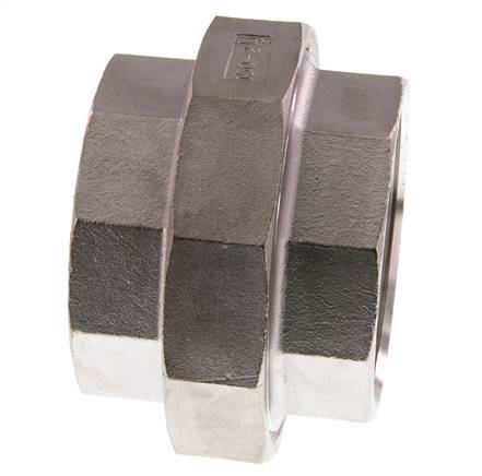 Rechte Aansluiting Rp2 1/2'' Binnendraad RVS met Vlakke Afdichting PTFE 16bar