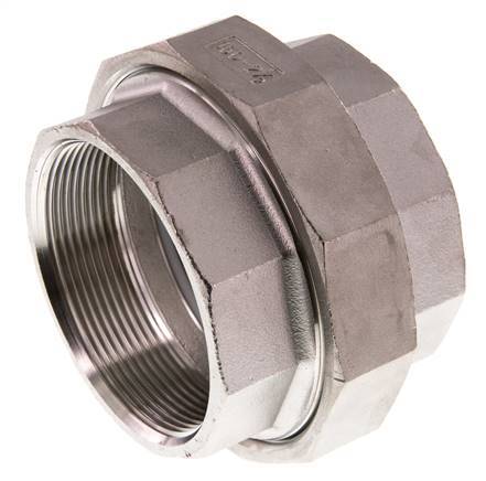 Rechte Aansluiting Rp2 1/2'' Binnendraad RVS met Vlakke Afdichting PTFE 16bar